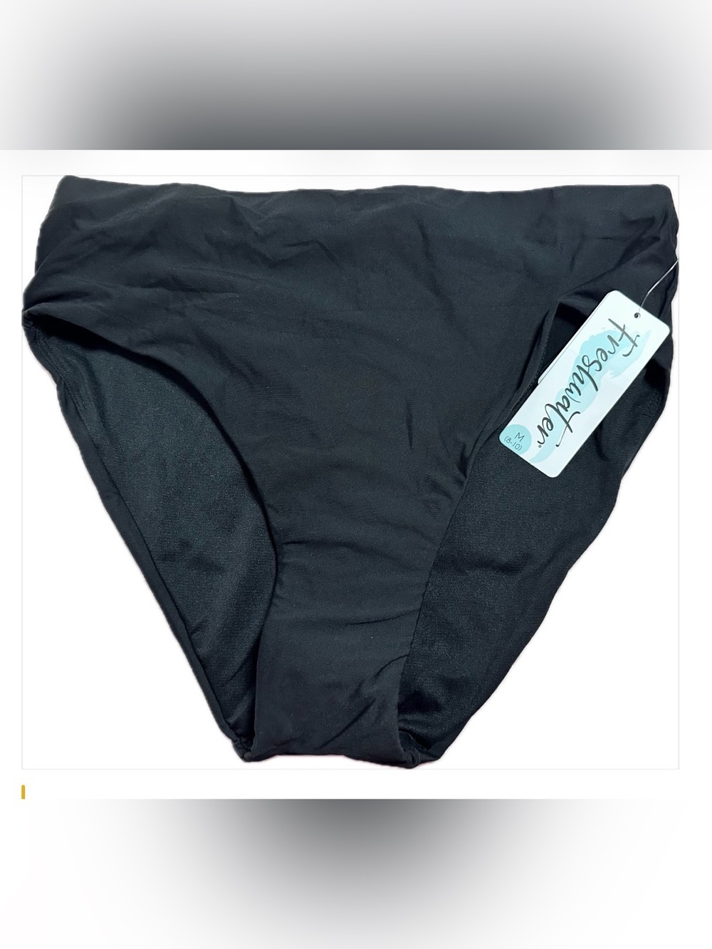 NWT FreshWater Women's Black High-Cut Bikini Bottoms - Classic Fit